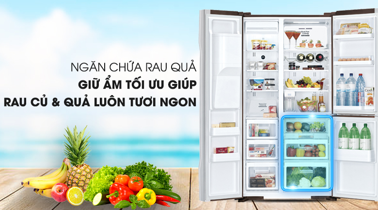 Ngăn rau củ quả tiện lợi - Tủ lạnh Hitachi Inverter 600 lít R-FM800PGV2 GBK