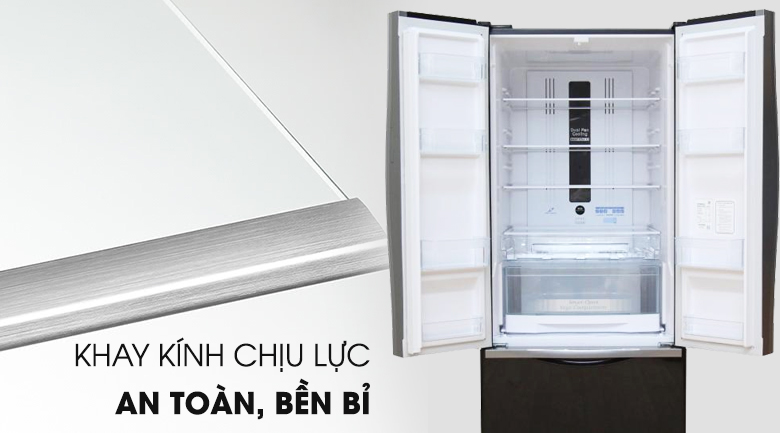 Khay kính chịu lực lớn, chắc chắn - Tủ lạnh Hitachi Inverter 429 lít R-WB545PGV2 GBW