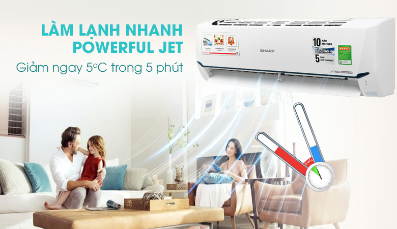 Điều hòa Sharp làm lạnh nhanh Powerful Jet
