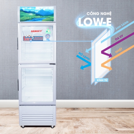 Tủ mát Sanaky 2 cánh mở trên dưới có công nghệ Low-e