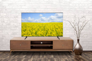 Empty interior of room with vase over brick wall background 3d rendering